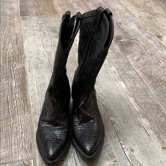 Tony Lama Black Lizard Boots 8 B - Picture 2 of 12